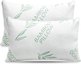 King Size 2-pack bambukudde - strimlad Memory Foam Justerbar sovsängskudde - Rygg, mage, sidosöm, avtagbart överdrag, Cooling Hotel Down Alternative, King (2-pack) Naty Shop Standardkuddar Standardtitel