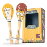HEJ LØNNE set med 2 träklockor - Maracas för barn - musikinstrument i trä för att främja motorik, koordination och socialt beteende - träklocka för barn - barnleksak Jucarii Bebe Naty Shop Standardtitel