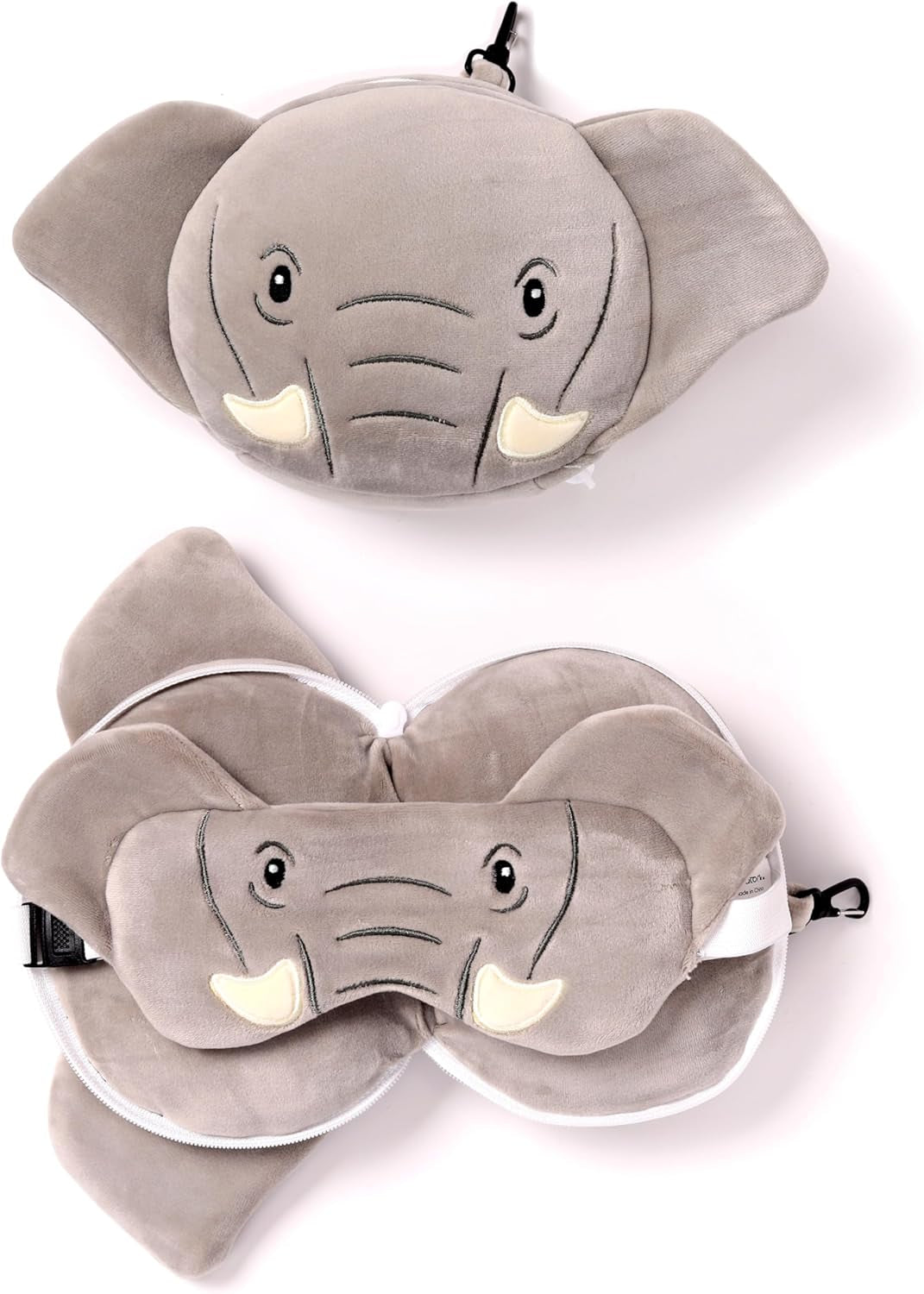 Resekudde, rund, plysch, elefant- och ögonmask, unisex, One size, unisex, midjeunika resekuddar Naty Shop Standardtitel