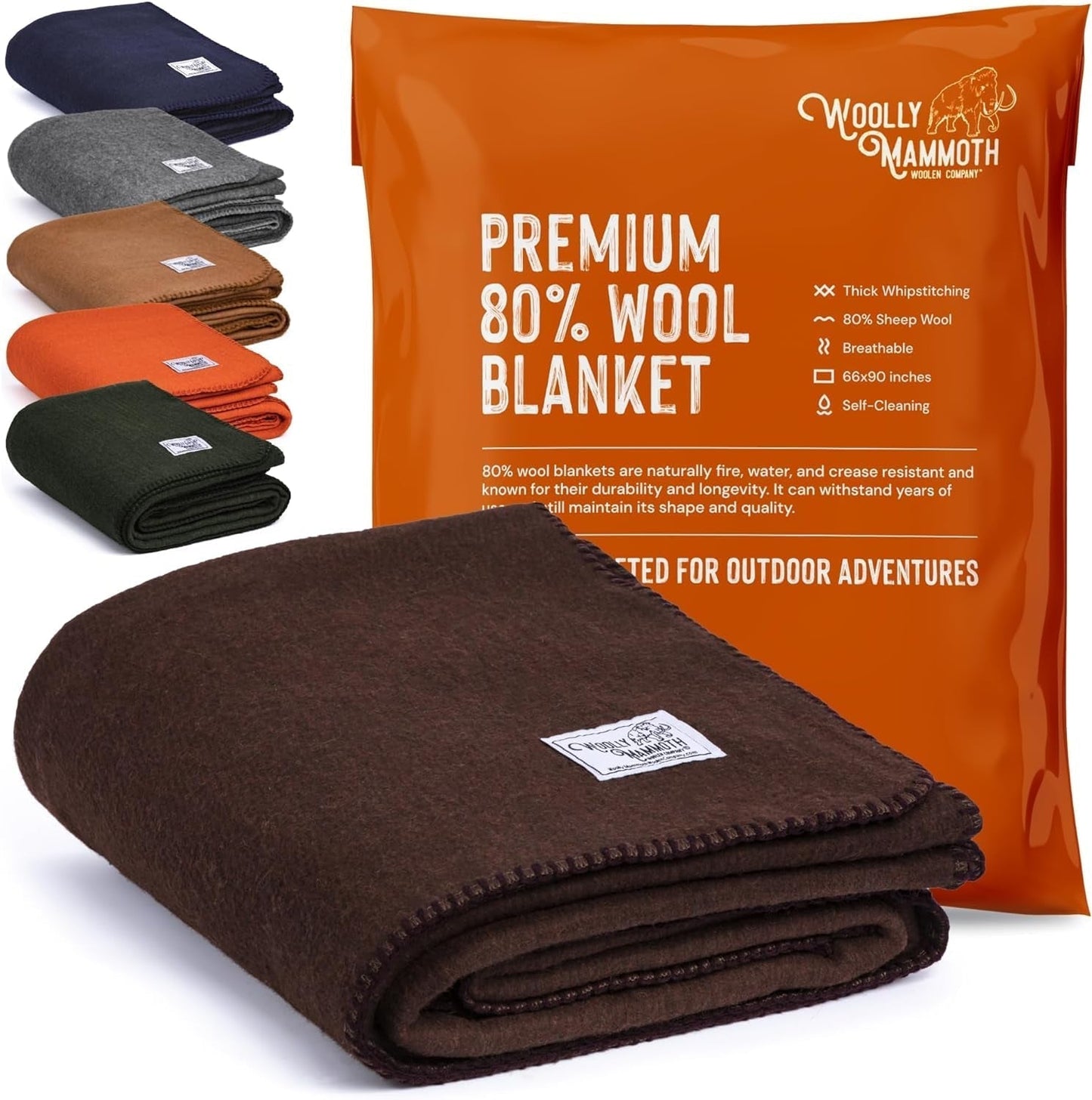 Woolly Mammoth Woolen Co. campingfilt, extra stor, merinoull, Den perfekta utomhusutrustningen för bushcraft, camping, vandring, vandring, överlevnads- eller stugfilt. Maro, 168 X 228 Paturi si Cuverturi Woolly Mammoth Woolen Company Maro 167,6 X 228,6 cm