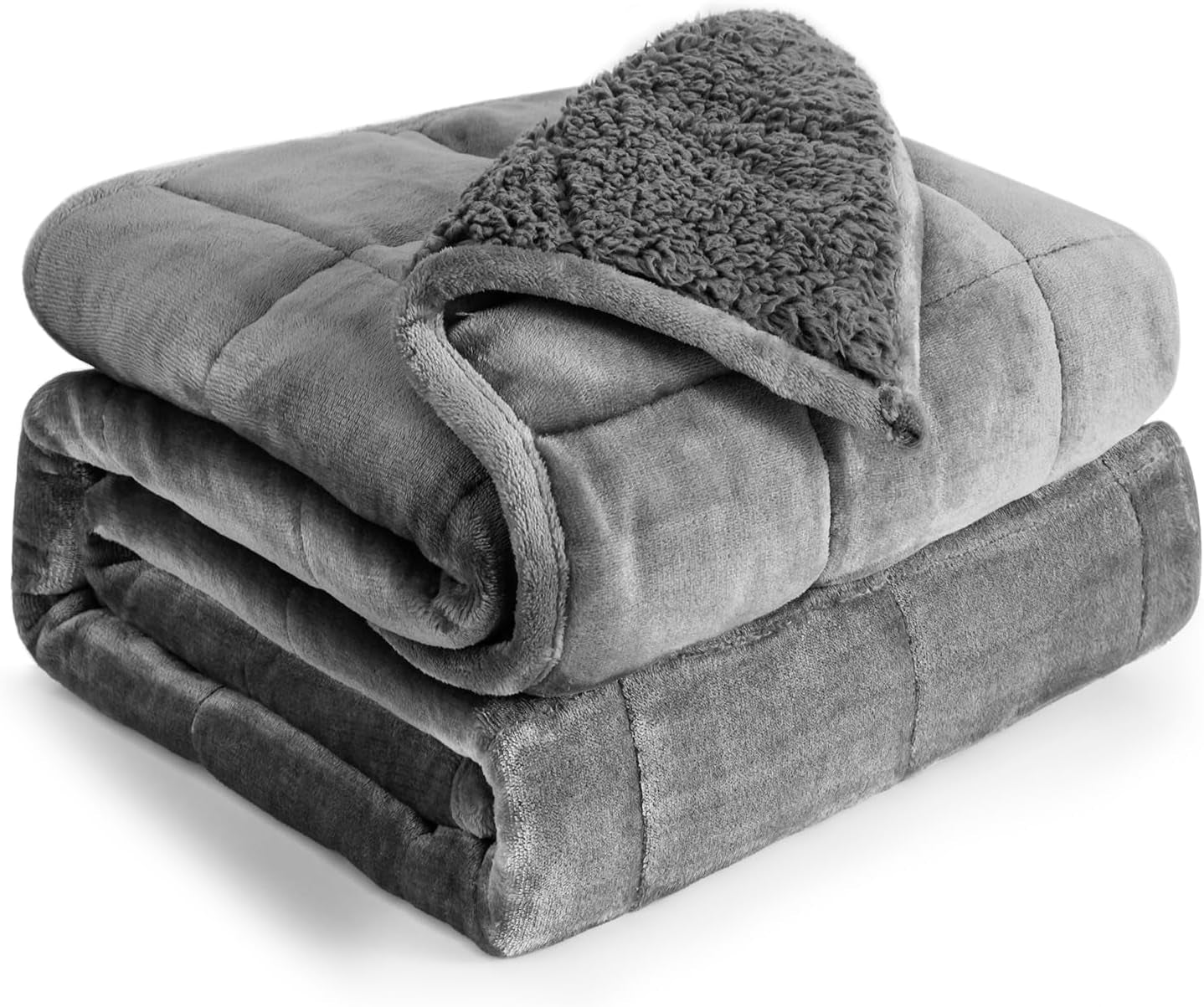 Bomullsblå tyngdfilt 6,8 kg Queen size flanell Shaggy Sherpa tyngdfilt för vuxna.