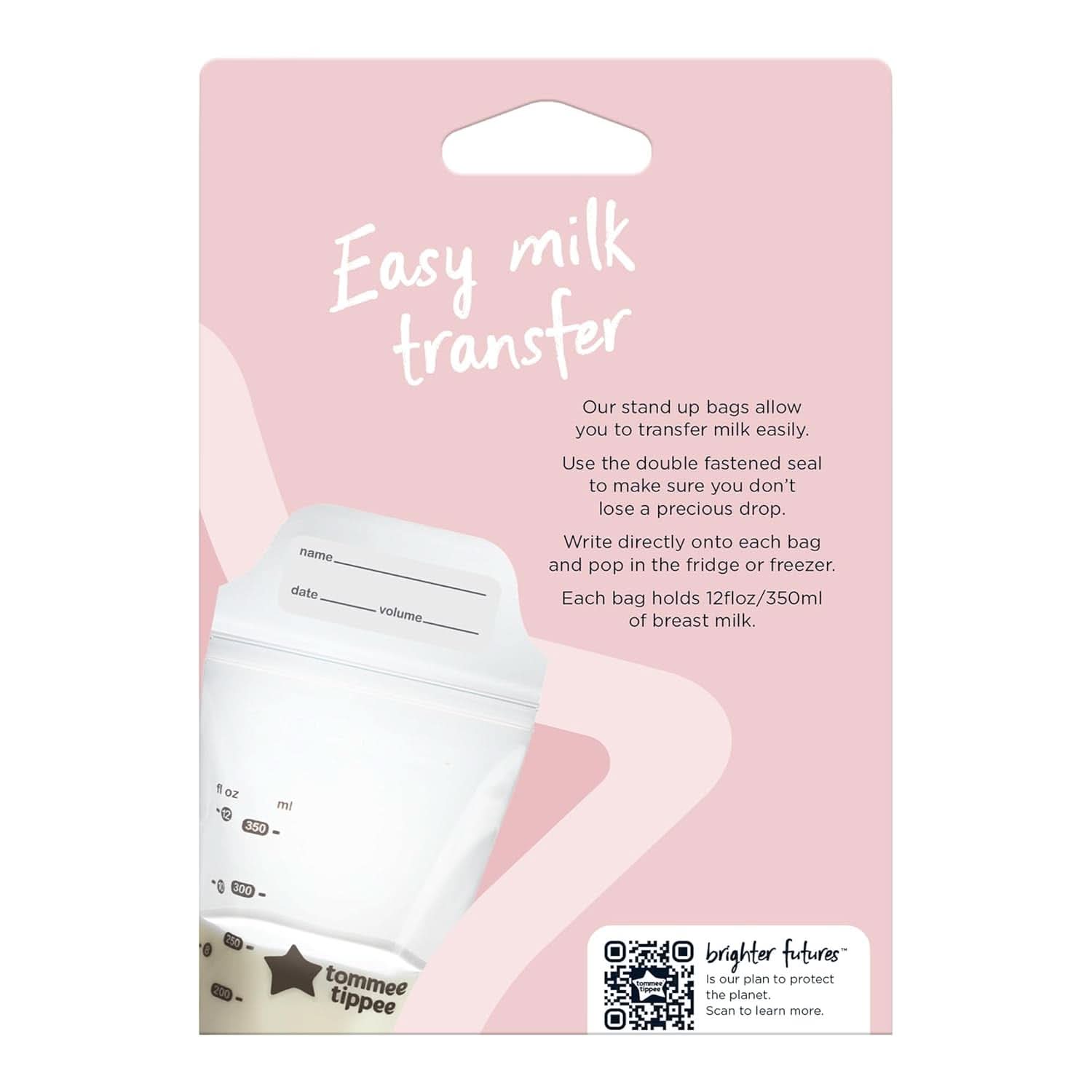 Tommee Tippee Closer to Nature Förvaringspåsar för bröstmjölk, försteriliserade, 350 ml Tillbehör Mat och amning Bebe Naty Shop