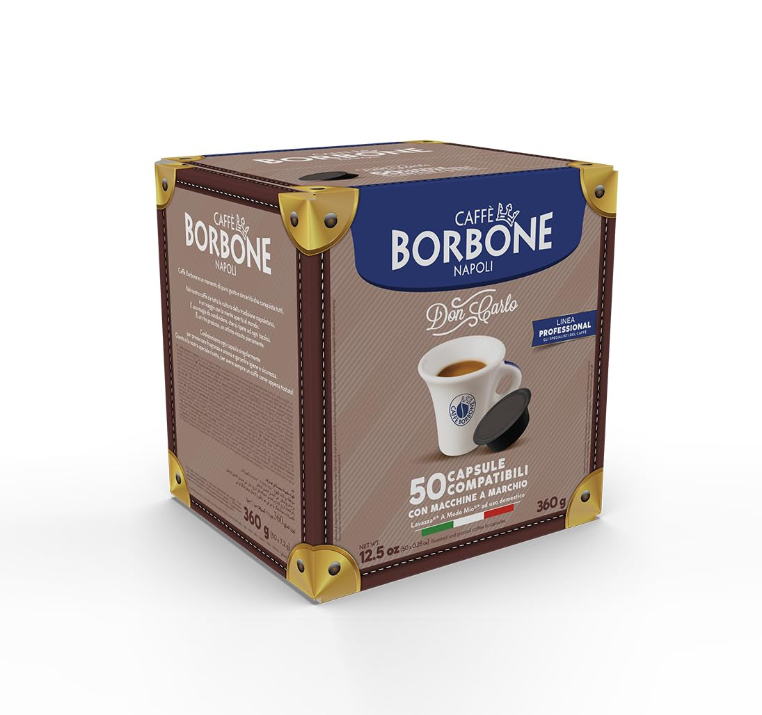 Caffè Borbone Don Carlo, Schwarze Kaffeemischung - 50 Kapseln - Kompatibel med Lavazza®* A Modo Mio®* Haushalts-Espressomaschinen