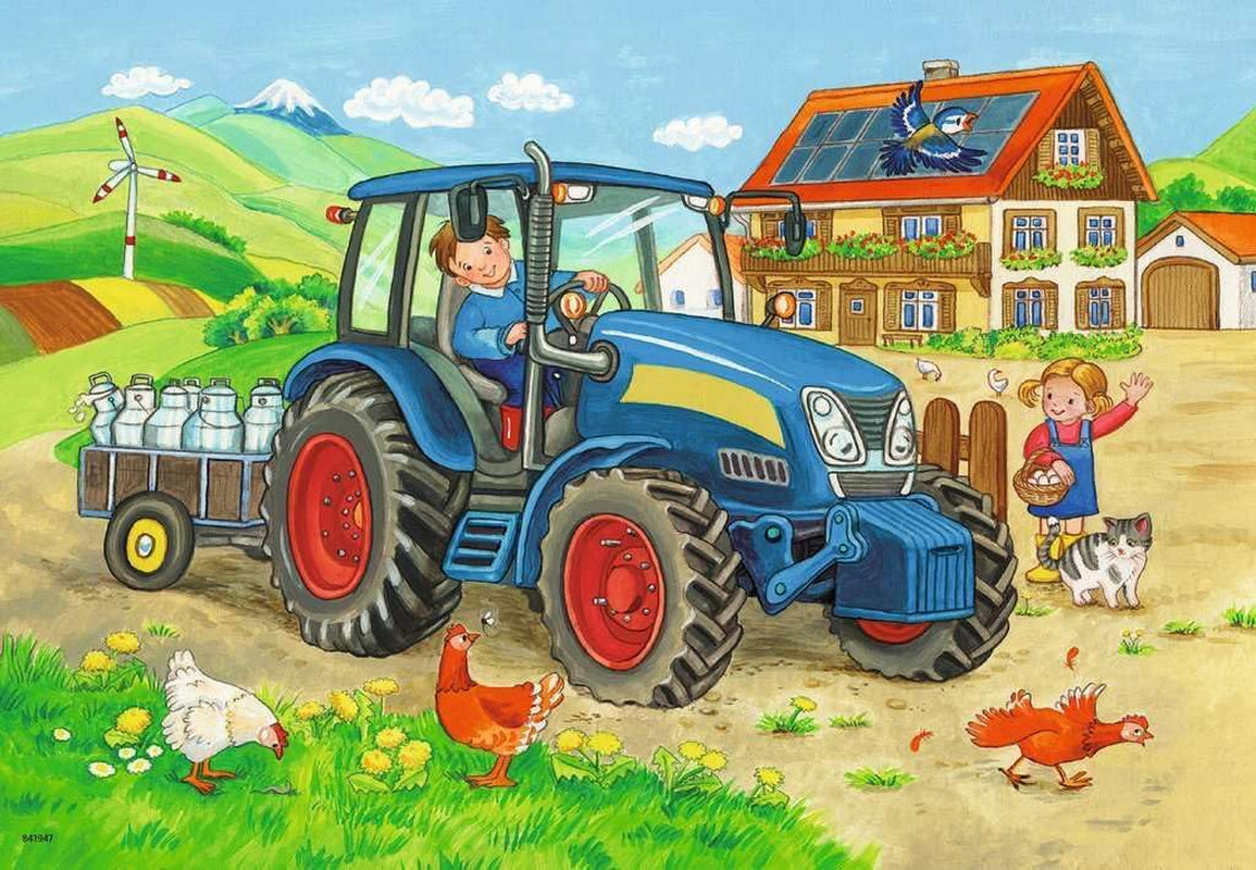 Ravensburger Pussel för barn - 07616 Byggplats och gård - Pussel för barn från 3 år, med 2X12 bitar Puzzle Naty Shop