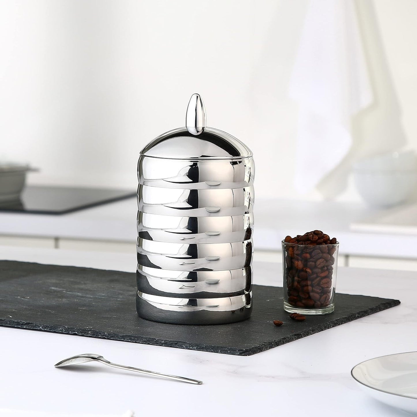 Alessi Kalistò 2 CB02 - Köksburk i rostfritt stål 18/10 med aluminiumknopp, 114 cl, silver Matförvaringslådor Naty Shop