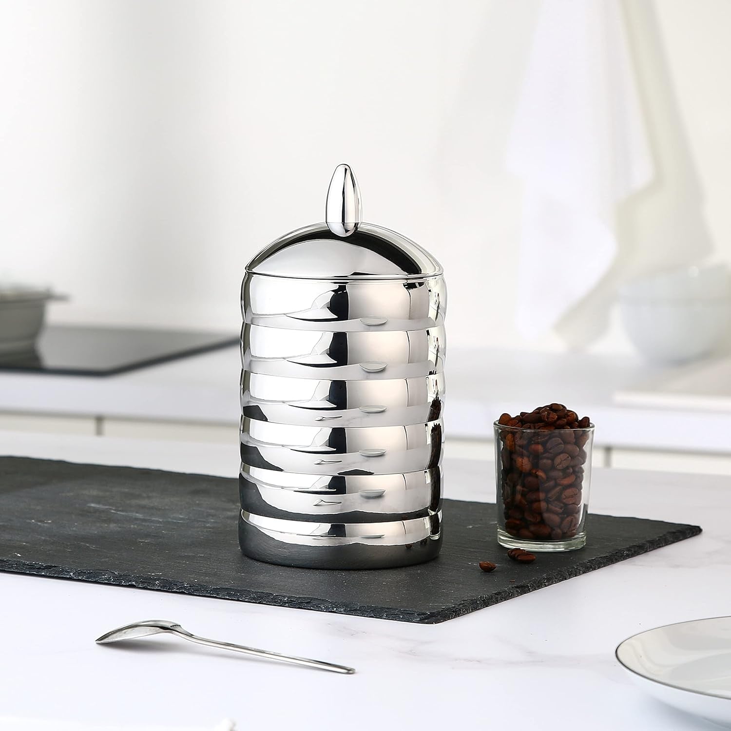 Alessi Kalistò 2 CB02 - Köksburk i rostfritt stål 18/10 med aluminiumknopp, 114 cl, silver Matförvaringslådor Naty Shop