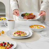 MALACASA servisset för 4, 16-delat porslinsservis, modernt servisset med 4 mattallrikar, desserttallrikar, suma tallrikar och koppar, ELISA-serien