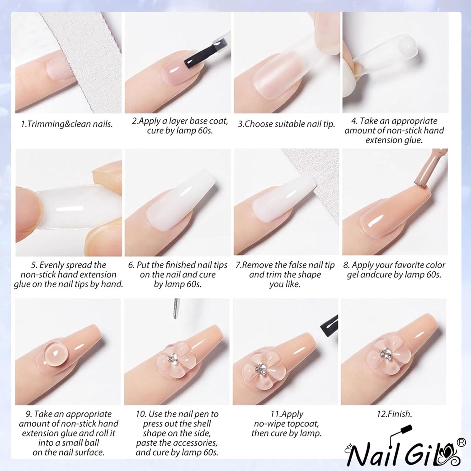 NAILGIL Solid Gel Nagellack, Solid Gel Nagellim, 3D Nail Art Skulptur med verktygsuppsättning, DIY Hemmasalong, Transparent 15G