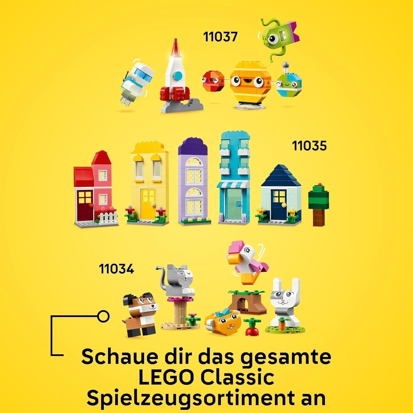 LEGO Classic Creative Houses, byggklossar för barn, 850 klossar byggleksak, husbyggande leksaker med tillbehör, present till pojkar och flickor 4 år gamla 11035 byggset Beuche den LEGO-Store