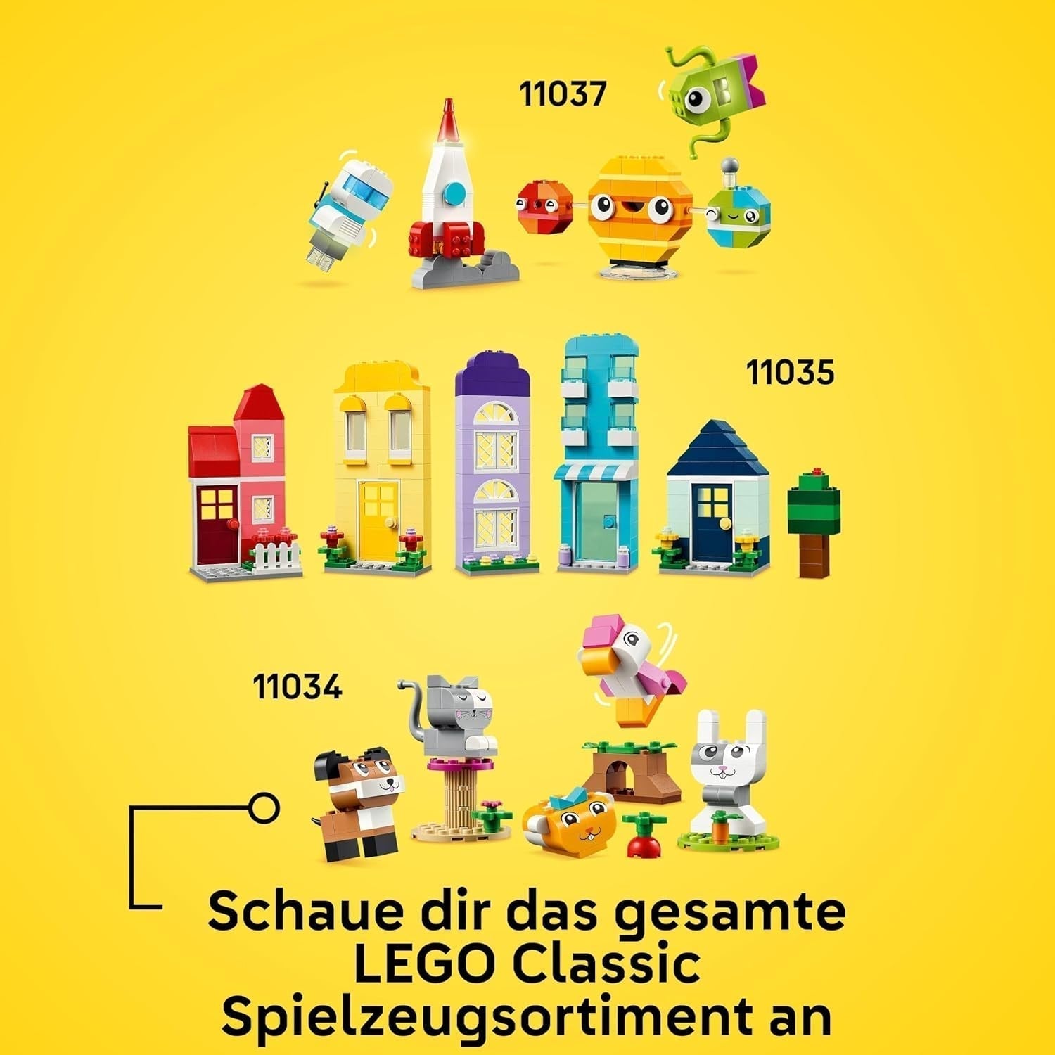 LEGO Classic Creative Houses, byggklossar för barn, 850 klossar byggleksak, husbyggande leksaker med tillbehör, present till pojkar och flickor 4 år gamla 11035 byggset Beuche den LEGO-Store
