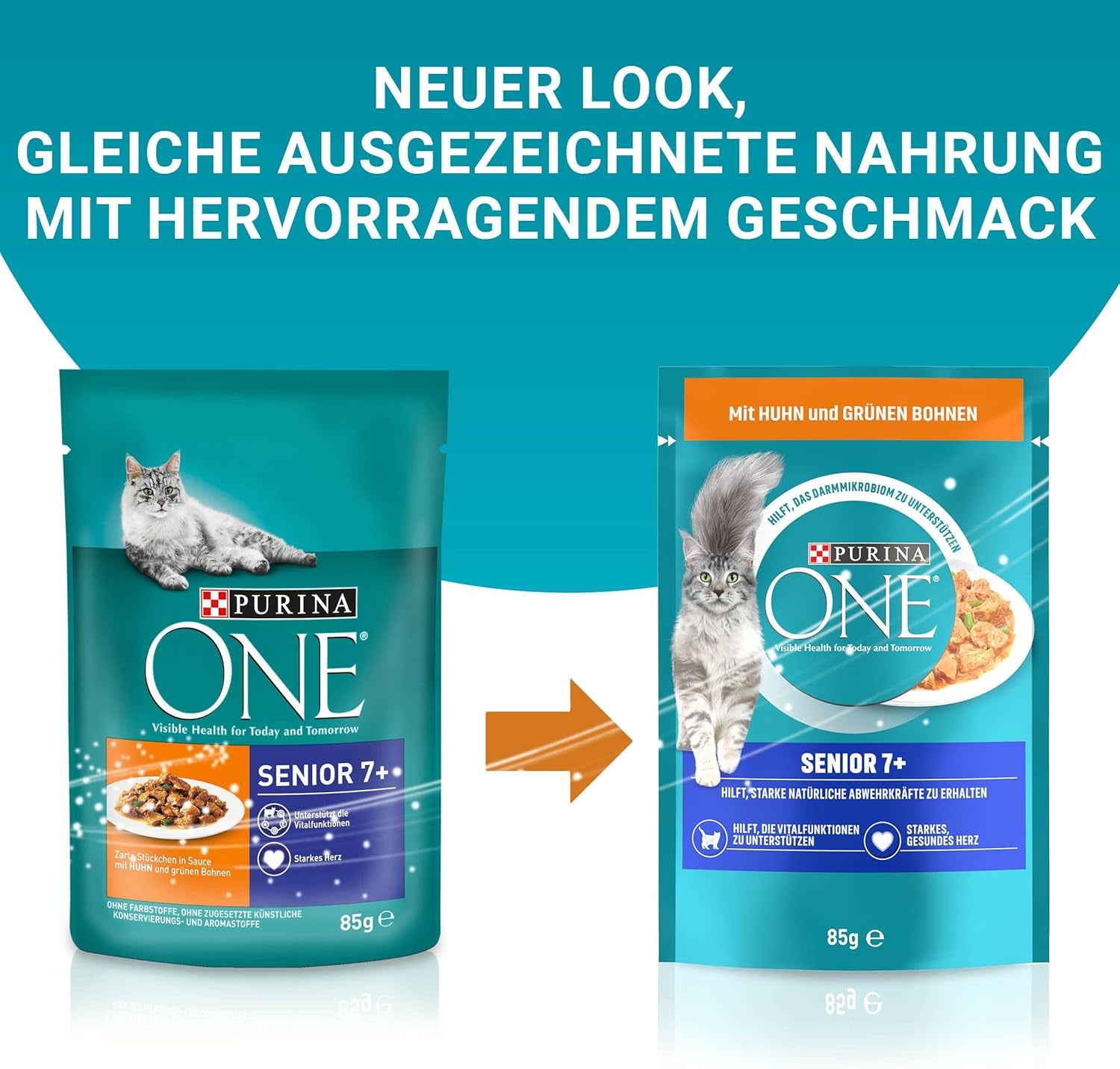 PURINA ONE Senior 7+ blötmat för katter, möra bitar i kycklingsås, förpackning om 26 (26 x 85g)