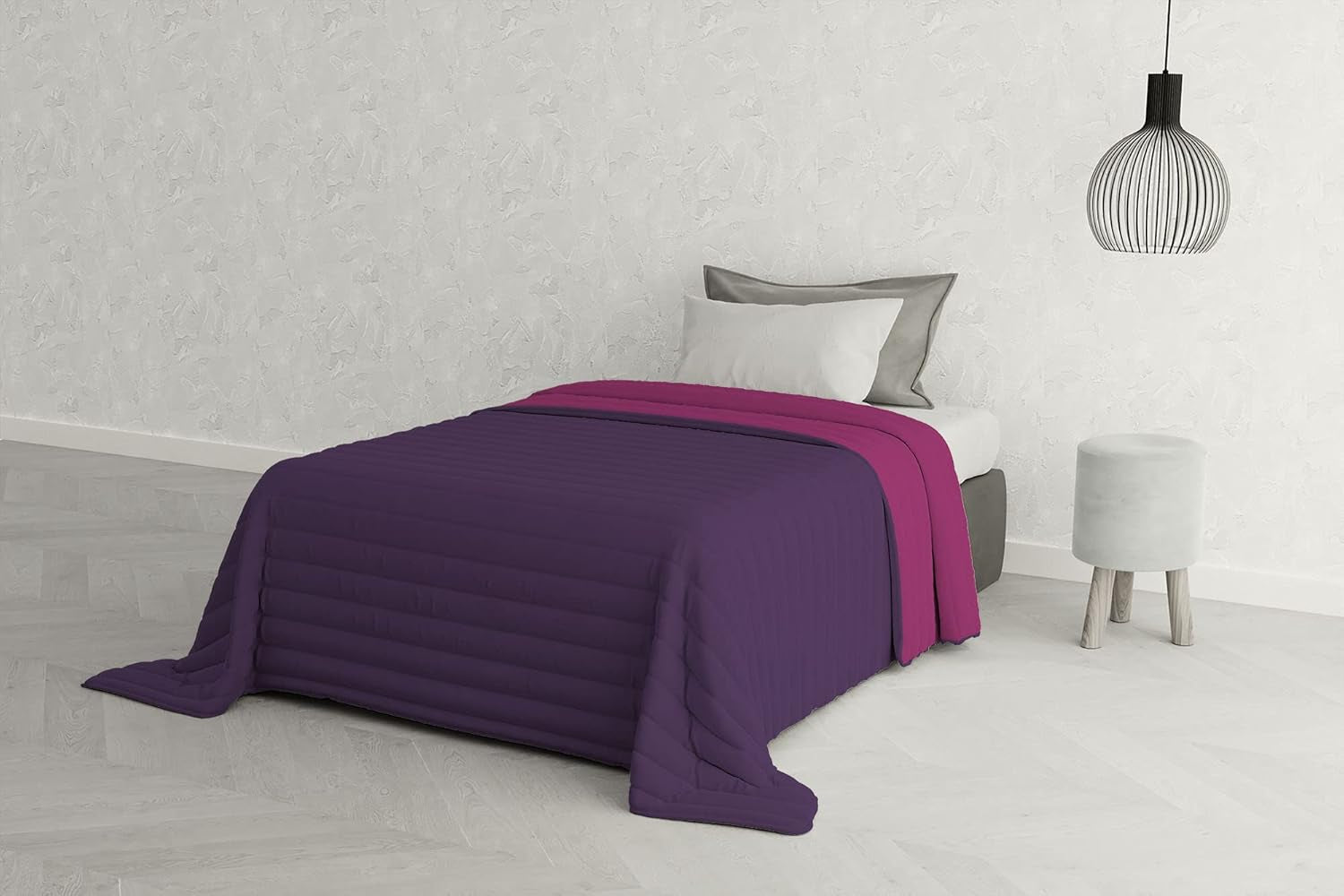 Italienskt sänglinne Estivo enkelsäng, linne, Aqua, 170 X 270 Cm Täcken och täcken Naty Shop Viola/Fuchsia 170 X 270 Cm