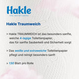 Hakle Traumweich Toalettpapper - 16 rullar, skonsam rengöring för välbefinnande (2-pack)