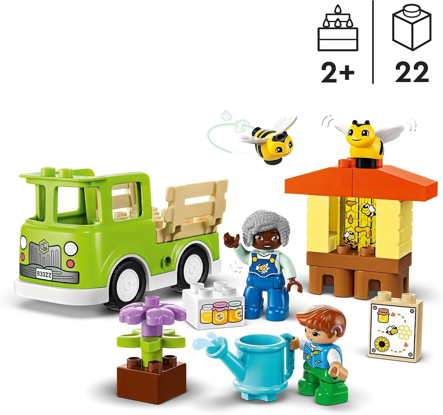 LEGO DUPLO Stadsbiodling och bikupor, pedagogisk leksak för småbarn med 2 figurer och en mobil lastbil, bygg- och ombyggnadsset, leksak för småbarn från 2 år 10419 Byggset Besuche den LEGO-Store