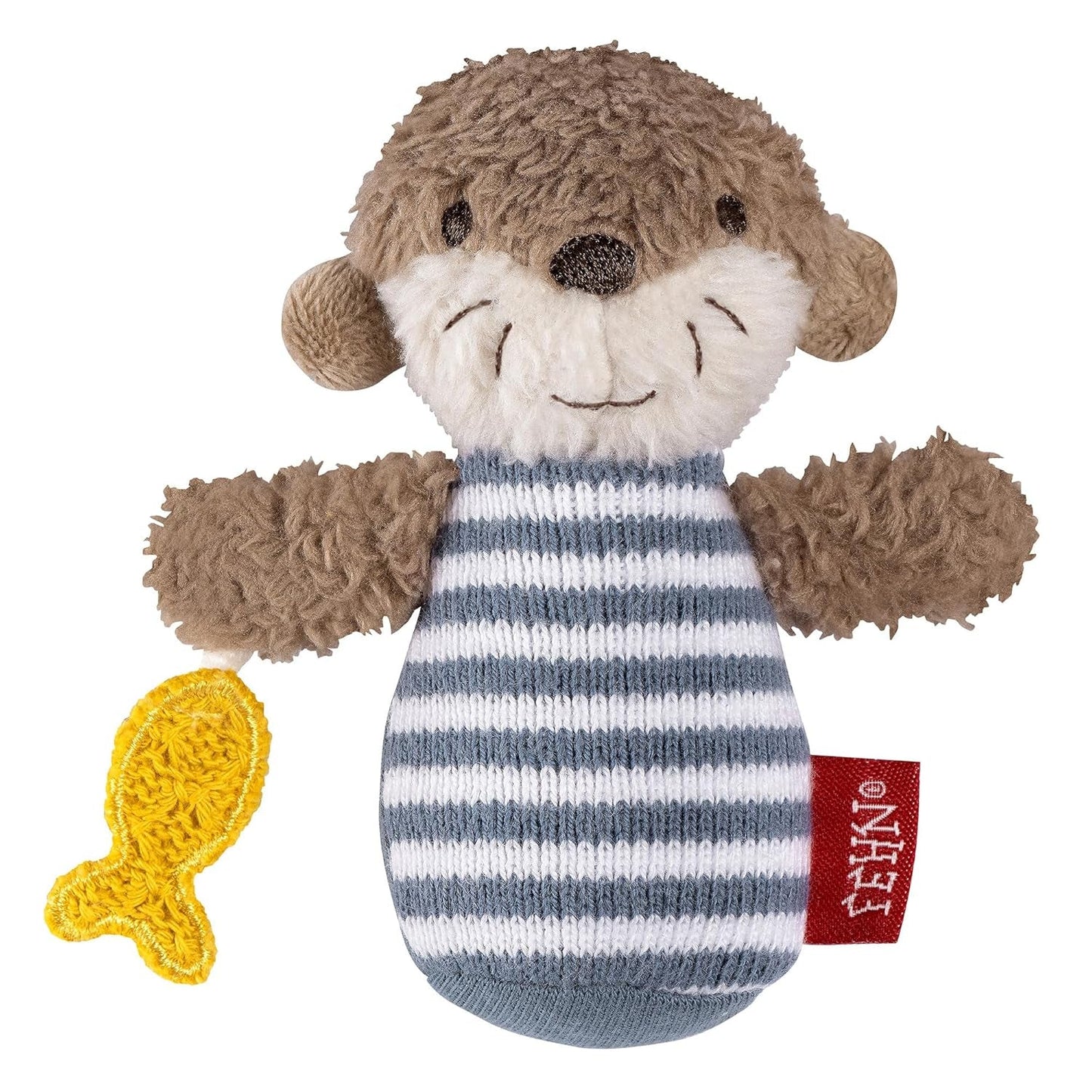 Fehn mini rattle utter - mini gripleksak för att skramla, famla och leka med ett mjukt och gosigt tygdjur - en trogen följeslagare för spädbarn och småbarn i åldern 0+ månader Baby Toys Naty Shop Otter