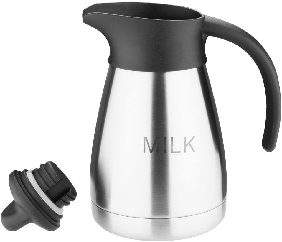 Olympia vakuummugg med skruvlock, 500ml/17oz, rostfritt stål med svart lock, mjölktryck på sidan, bufféstationer för te och kaffe, CL371