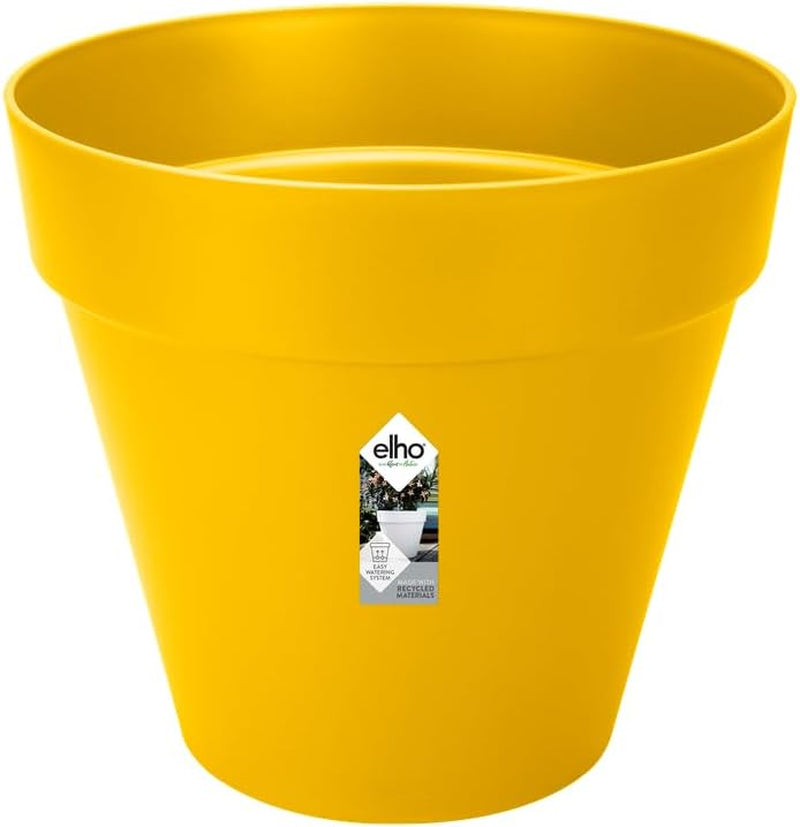 elho Loft Urban Round 40 - Blomkrukor utomhus - 100% återvunnen plast - Ø 38,5 x H 35,3 cm - Gul/Ocher