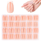 360 stycken franska konstgjorda naglar Medium rektangel falska naglar med falska nagelfilar Naturliga tips DIY Press On för damer och kvinnor
