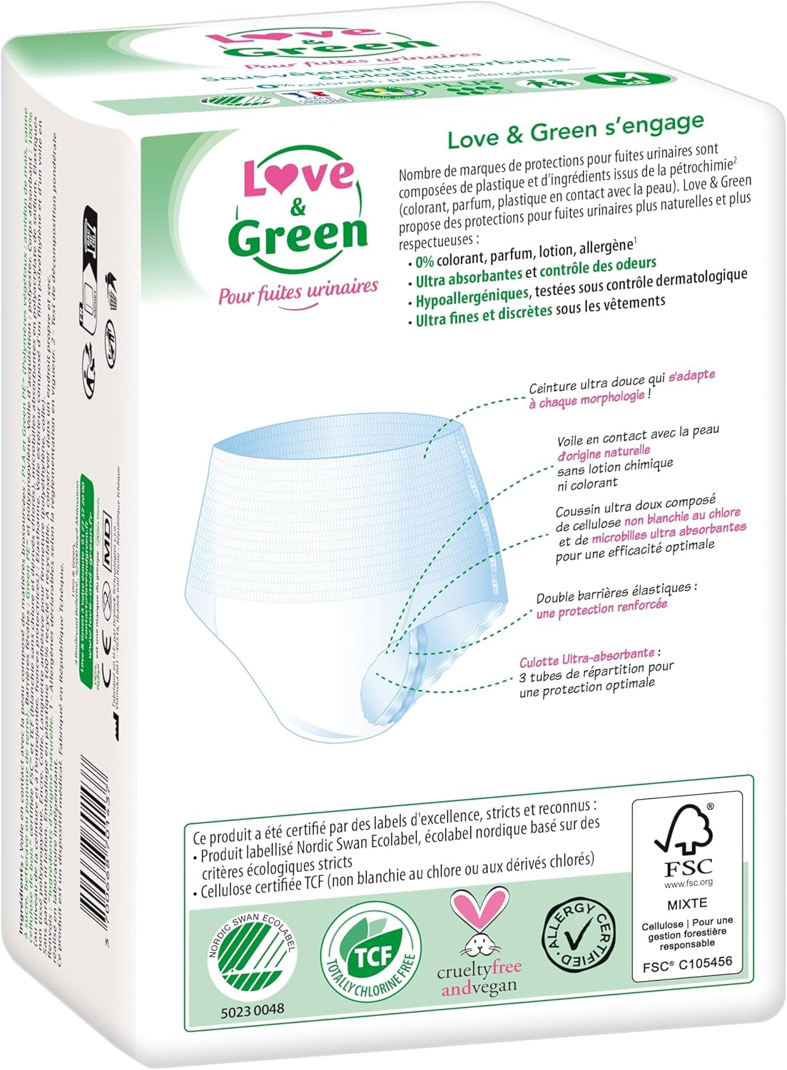 Hypoallergena och miljövänliga absorberande underkläder för vuxna, storlek M, 8 st