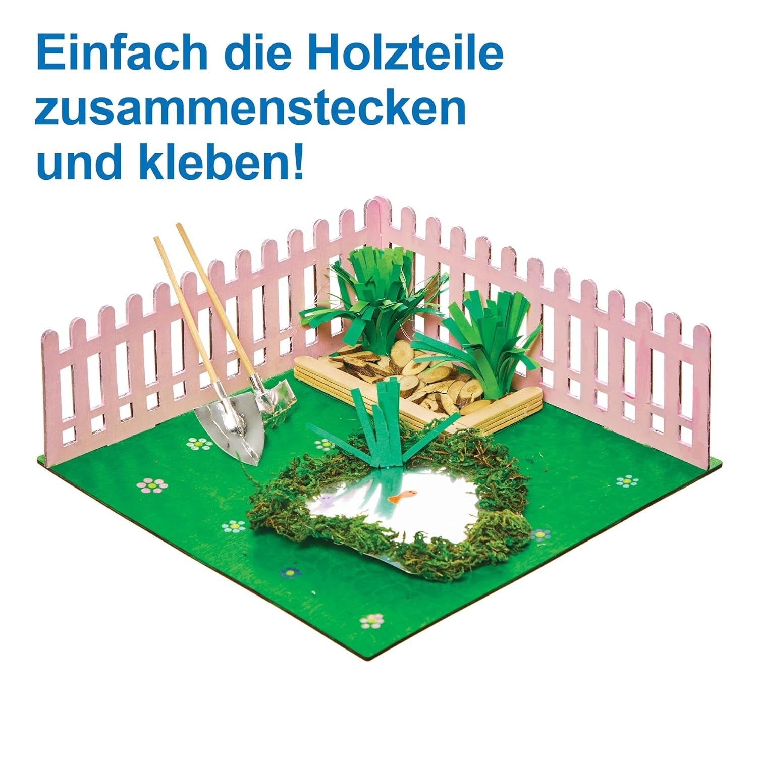 Baker Ross FN256 Mini Wooden Garden Dollhouse - 1 Pack Kids Dollhouse Kit Craft Kit