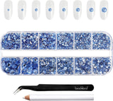 Beadsland 2500st Glas Nailart Strasssteine ​​​​Kristall Flatback Edelsteine ​​​​Runde, ​​Für Handwerk Gemischt 8 Größen SS4 ~ SS30 Mit Picking Pinzette Und Stift (Kristall Weiss)