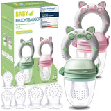 Babyfruktnappar, 2-pack fruktnappar för bebisar 3 månader upp uppgraderad version 2023, fyllbara nappar, grötnappar, fruktnappar för bebisar, BPA-fria, 8 silikonnappar i 3 storlekar