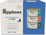 Applaws 100 % naturlig våt vuxen kattmat Diverse fisk i sås Multipack 12 lådor x 70 g