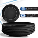 MIAMIO - 6-delad modern keramisk servis/tallrik set för 6 - Palmanova Collection (svart, stora tallrikar (6x))
