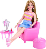 Barbie-modedockor och garderobsset med kläder, accessoarer och salongsmöbler, långvarigt frisörnöje för barn från 3 år och uppåt, HPL78