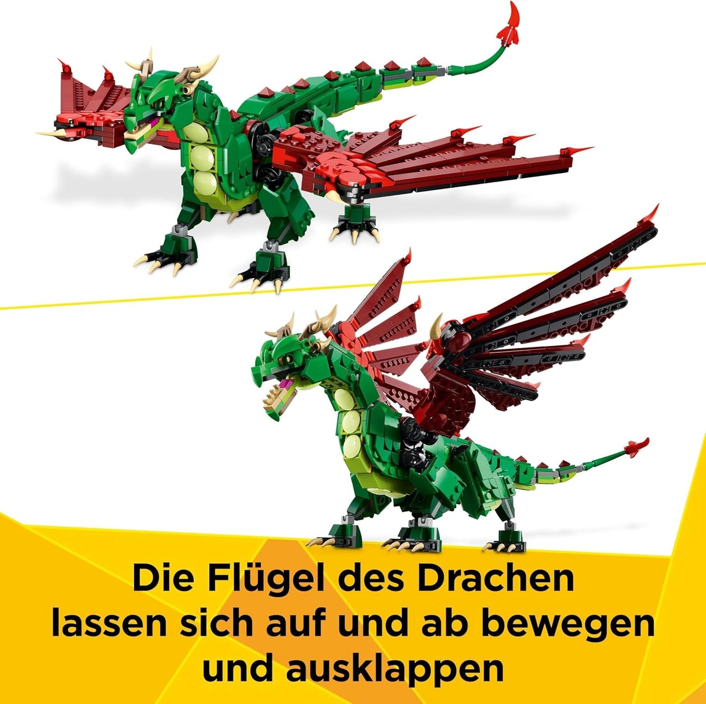 LEGO Creator 3In1 Green Dragon - Leksak - Förvandlas till en havsorm eller fenix - Djurbyggande leksak för barn - Present till pojkar och flickor från 9 år 31161 Byggset Besuche den LEGO-Store
