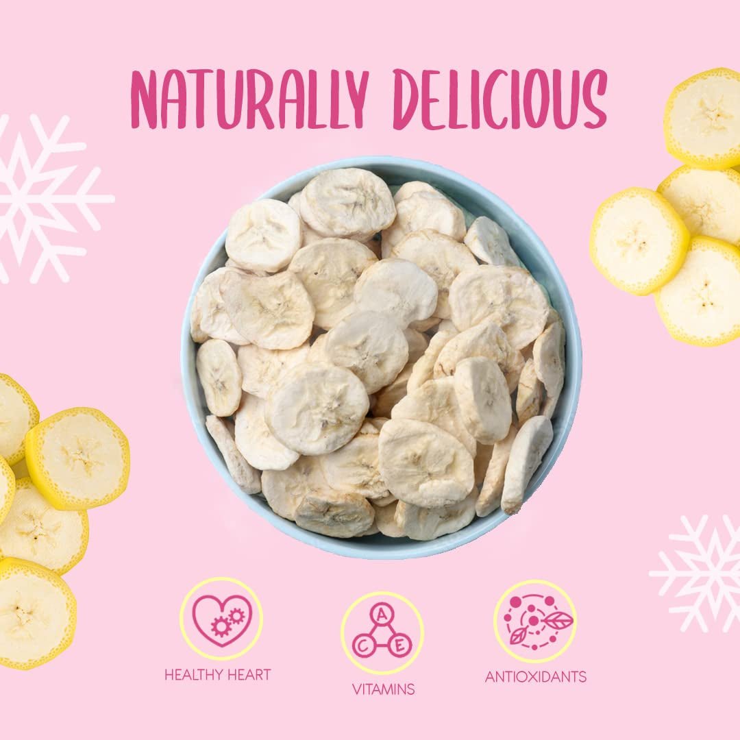 Frystorkade bananskivor 100g - frystorkade bananchips - frystorkad torkad frukt - torkade bananskivor för dekoration, snacks, smoothies och desserter Dehydrerade produkter Naty Shop