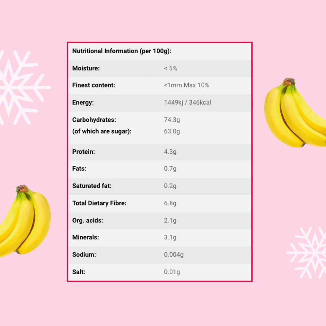 Frystorkade bananskivor 100g - frystorkade bananchips - frystorkad torkad frukt - torkade bananskivor för dekoration, snacks, smoothies och desserter Dehydrerade produkter Naty Shop