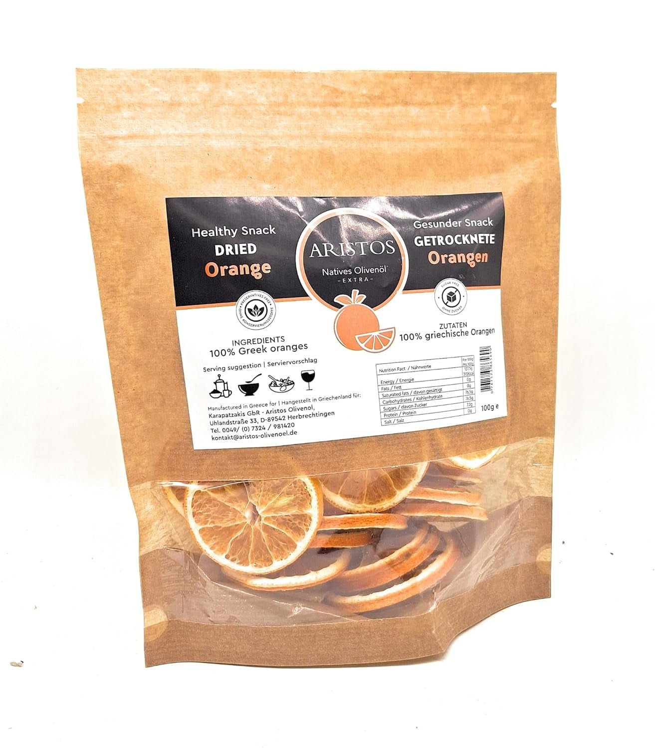 Torkad fruktskivor - apelsinskivor för cocktails och kallt te, te, glögg eller fruktjuice och punch för barn Uttorkade produkter Naty Shop Standardtitel