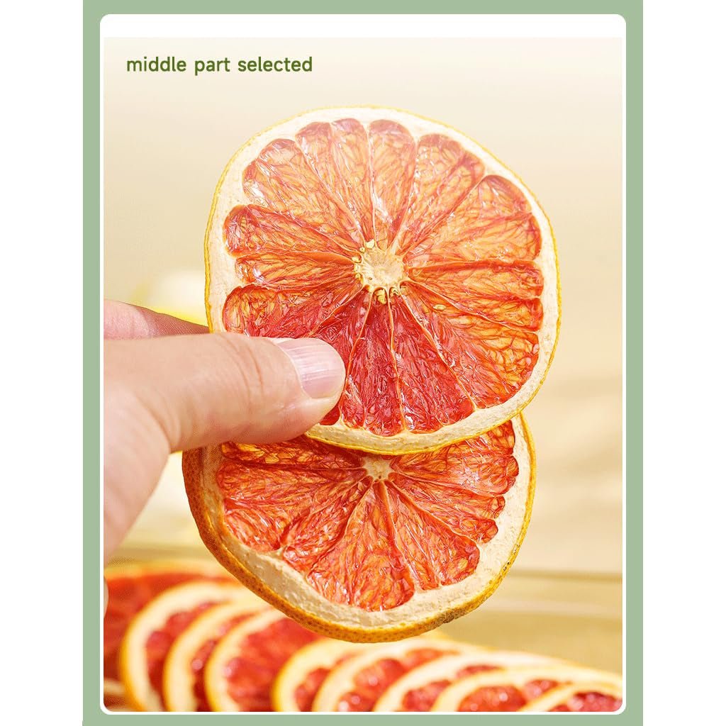 Torkad grapefruktskivor, torkad grapefrukt, vasfyllmedel, juldekorationer, röda grapefruktskivor, torkade fruktskivor för te, utan tillsatt socker (100 g (1 förpackning)) Naty Shop torkade produkter