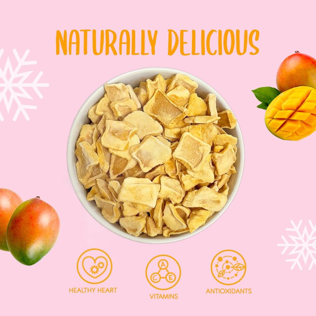 Frystorkade mangoskivor 100g - frystorkade mangochips - frystorkad torkad frukt - frystorkad frukt, torkad mango för dekoration, snacks, smoothies, desserter Torkade produkter Naty Shop