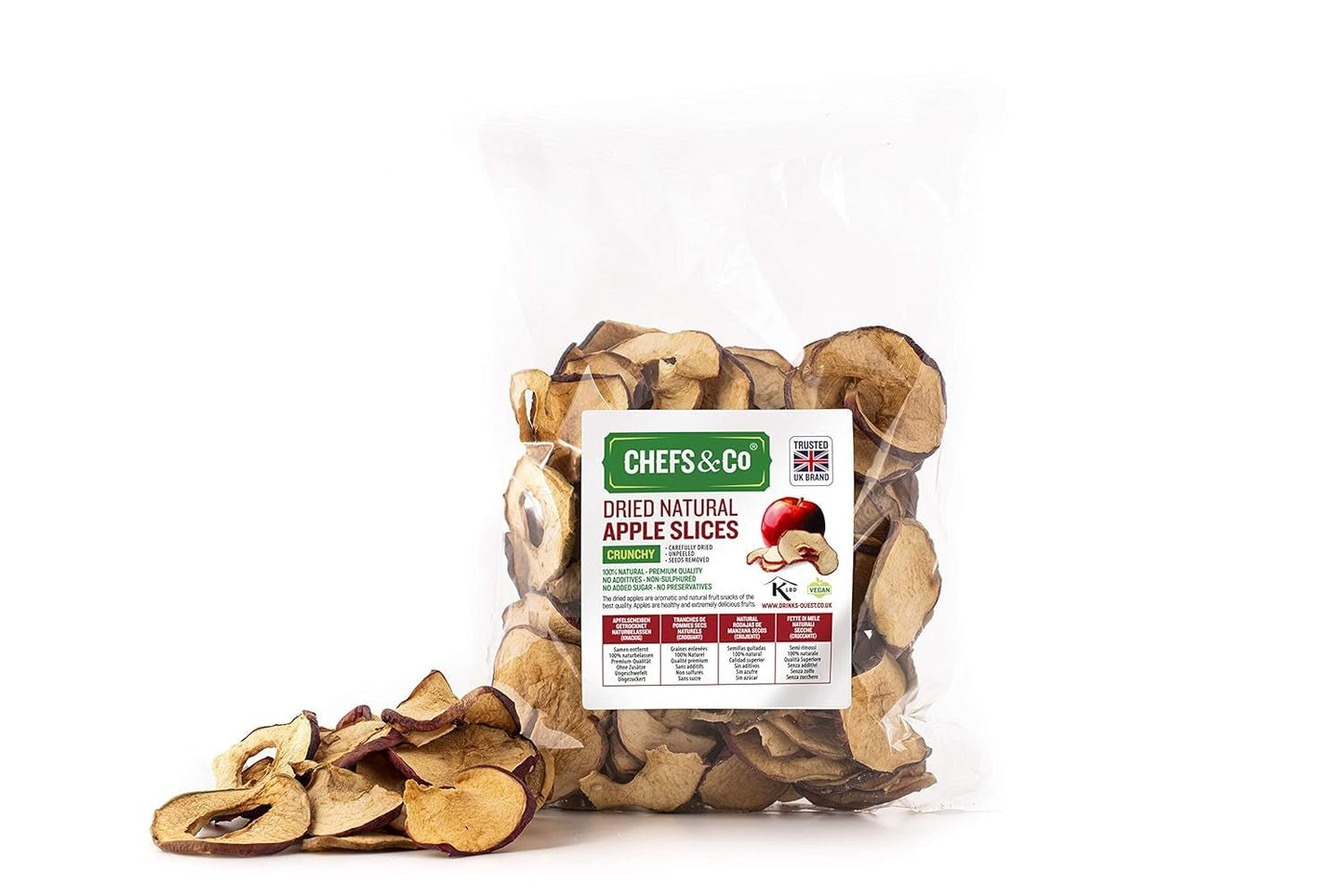 Torkade äppelskivor 250g | 100 % naturlig hel frukt | utan skal | utan frön | utan tillsatser | osavlad | inget tillsatt socker Naty Shop torkade produkter