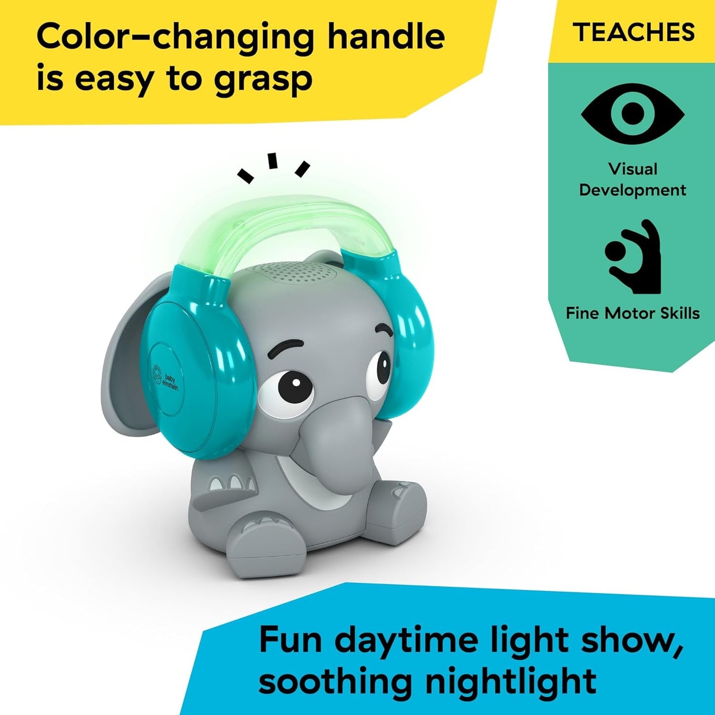 Baby Einstein Earl the Elephant Bluetooth ljudmaskin, musiksystem + nattljus, baby till småbarn leksaker Bebe Naty Shop