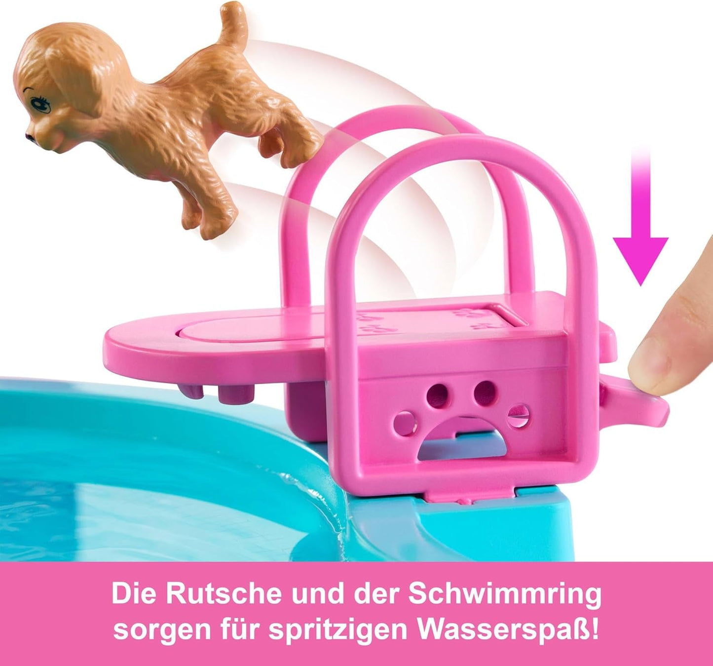Barbie Dream Pool Playset med sex lekområden inklusive en rutschkana och jacuzzi, plus över 20 tillbehör som ett husdjur, simringar och mer, JKG83