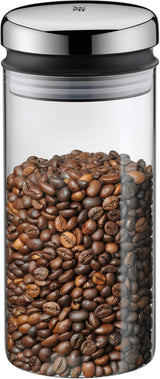 WMF Kult Cromargan kaffesked kaffelåda i rostfritt stål med matt yta 500g och 1 liters förvaringsburk i glas Depå diskmaskin säker Matförvaringslådor Naty Shop