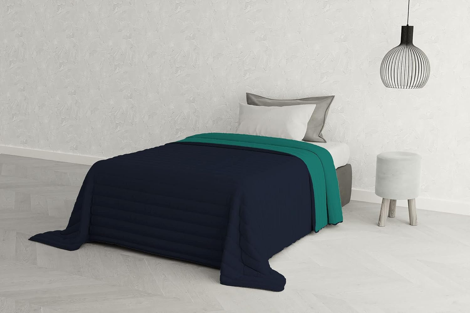 Italienska sängkläder Estivo enkelsäng, linne, Aqua, 170 X 270 Cm Täcken och täcken Naty Shop Aqua 170 X 270 Cm