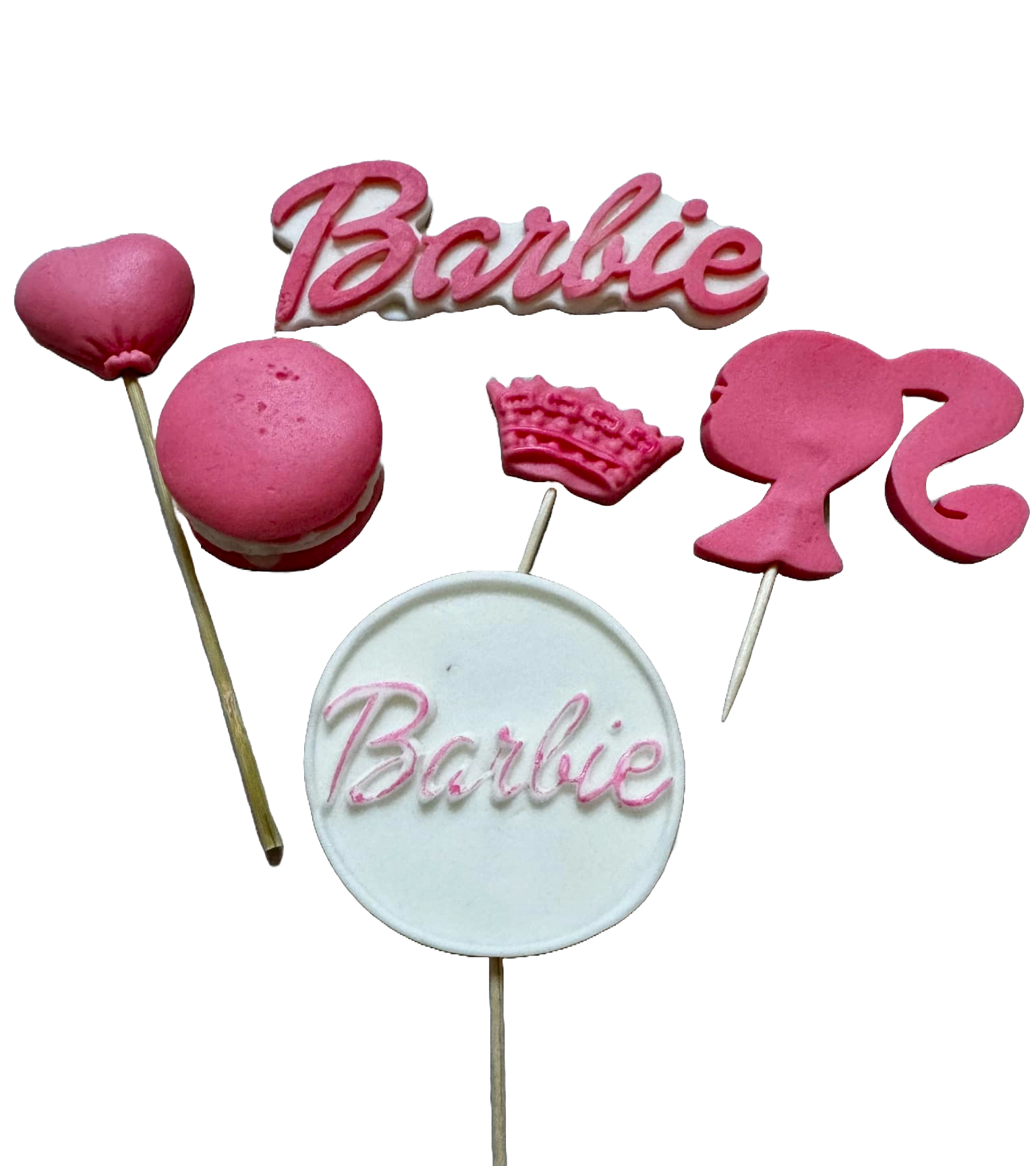 Set med 6 ätliga sockerdekorationer, Barbie Sugar Paste Decorations Naty Shop
