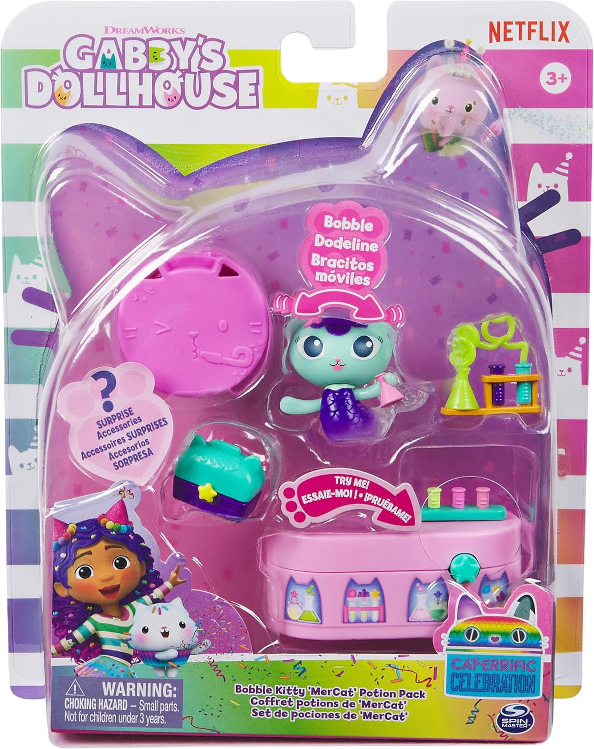 Gabby™S Dockhus, Bobble Kitty Möbelpaket med Meerkats Kattfigur med dockskåpsmöbler och tillbehör, dockskåp för åldrar 3+ Naty Shop