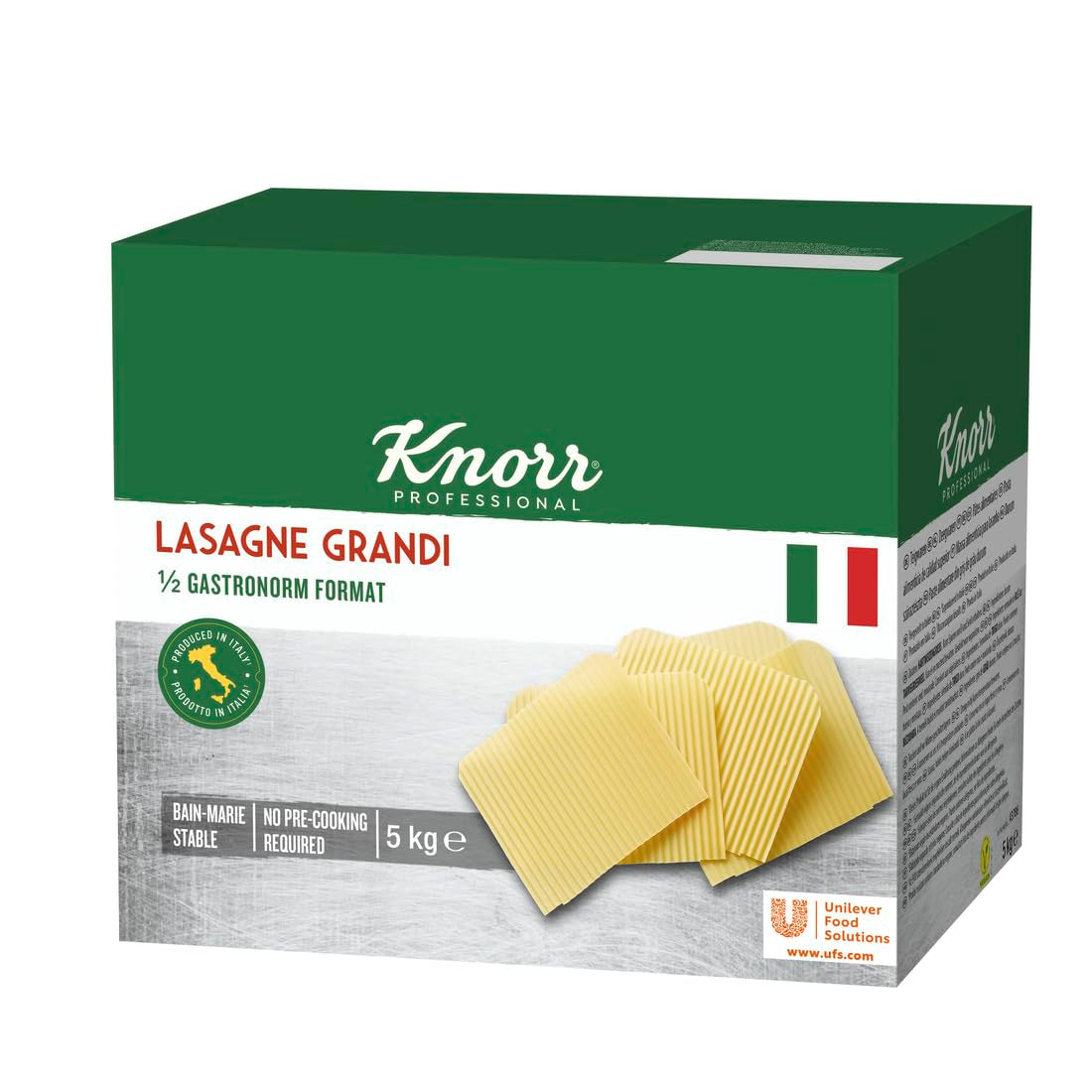 Lasagne Grandi Knorr 1/2 storlek Gastronorm - korrugerade degark för pasta - stor förpackning, 5000 g