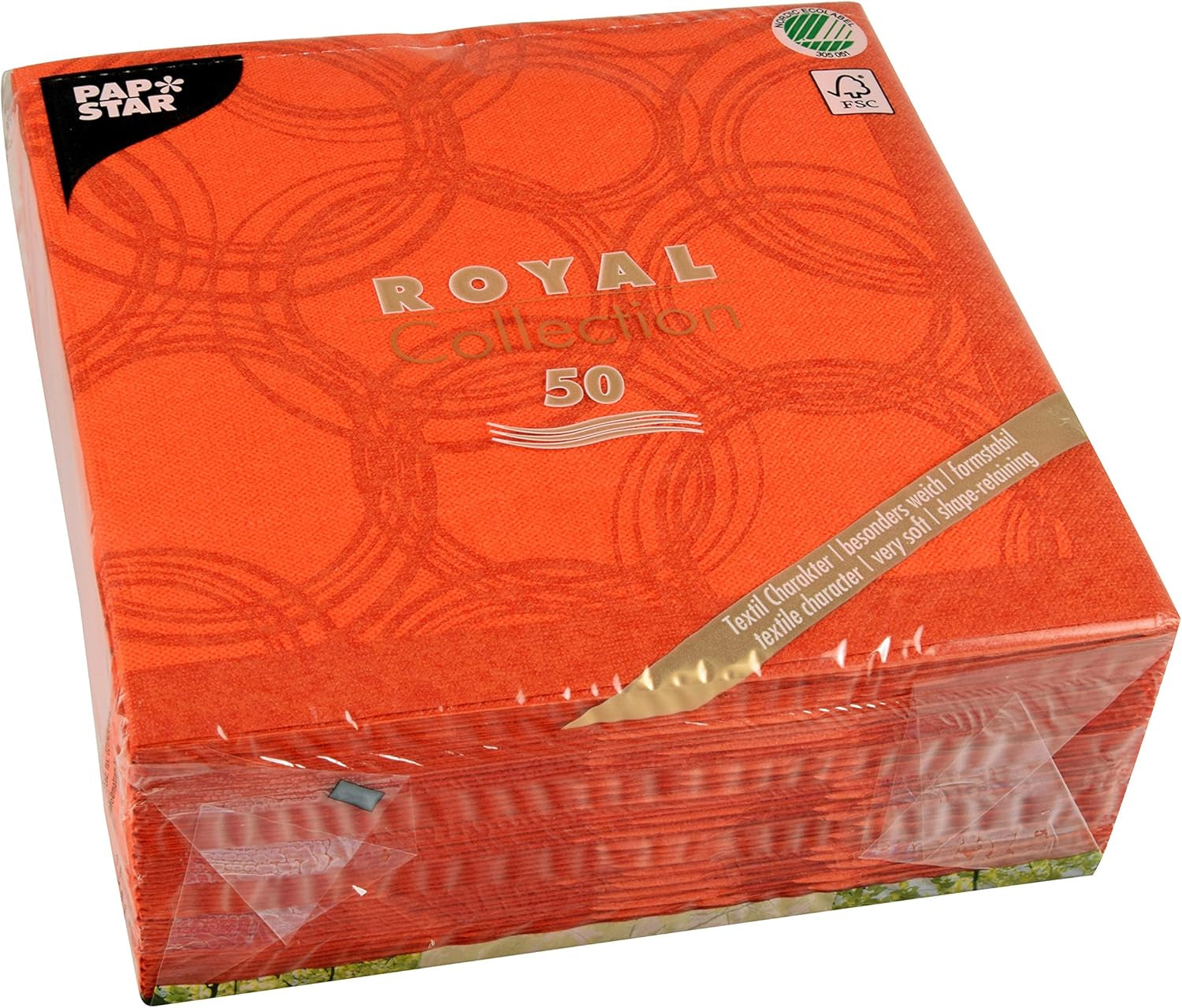 Papstar, 50 servetter "ROYAL Collection" 1/4 vik 40 Cm X 40 Cm Nektarin "Bubbles", #86494