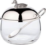 EDZARD anksyltburk (Ø 10 cm) av silver och glas - Ask och sked - Skål, sockerbehållare, ost - Syltburk med lock, förvaring med lock, presentask med lås