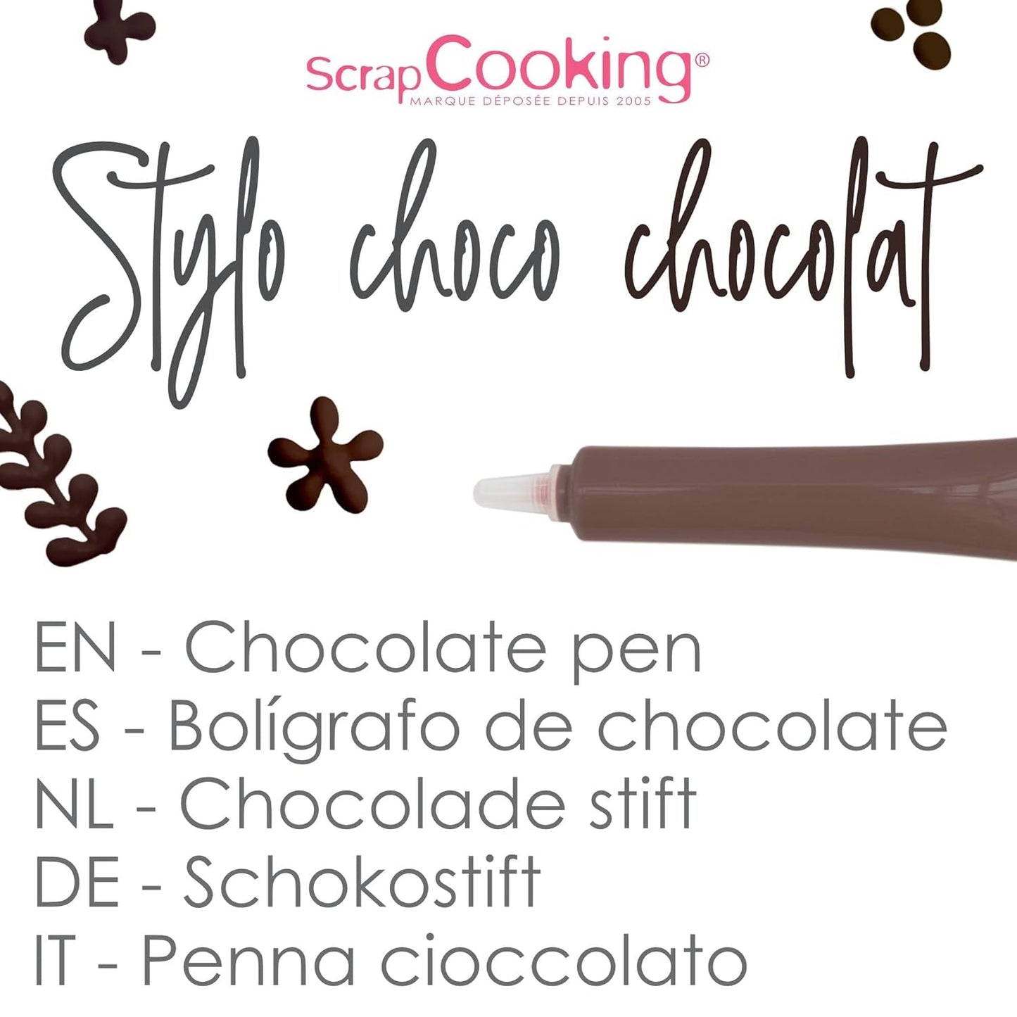 Scrapcooking - Brun chokladpenna - Chokladskrivsocker 25 g - Ätlig dekorativ sockerpenna - Skriva och rita - Märkning av fondant, glasyr, kakor - 6801