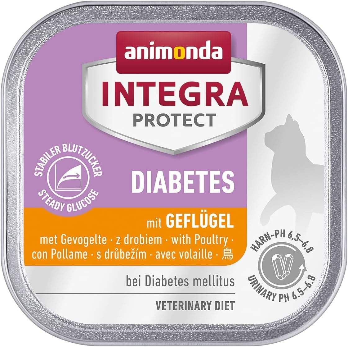 animonda INTEGRA PROTECT Diabetes med fjäderfä (16 x 100 g), våtfoder för diabetiska katter, dietiskt foder för diabetiska katter, våtfoder utan socker