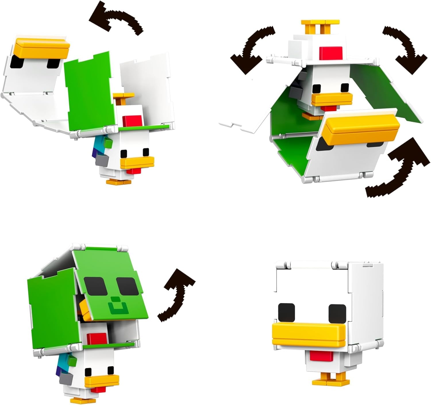 Mattel Minecraft Flippin' Figs får och kyckling 2-pack med 2-i-1 lekfigurer, stora huvuden och pixeldesign HXK17 Actionfigurer Naty Shop