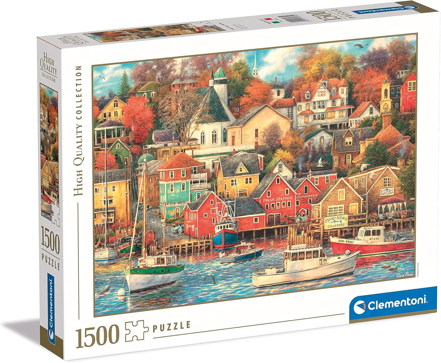 Clementoni - 31685 Collection Puzzle - Good Times Harbor - Pussel 1500 bitar från 14 år, dolda föremål pussel för vuxna, skicklighetsspel för hela familjen, medium Puzzle Naty Shop Standardtitel