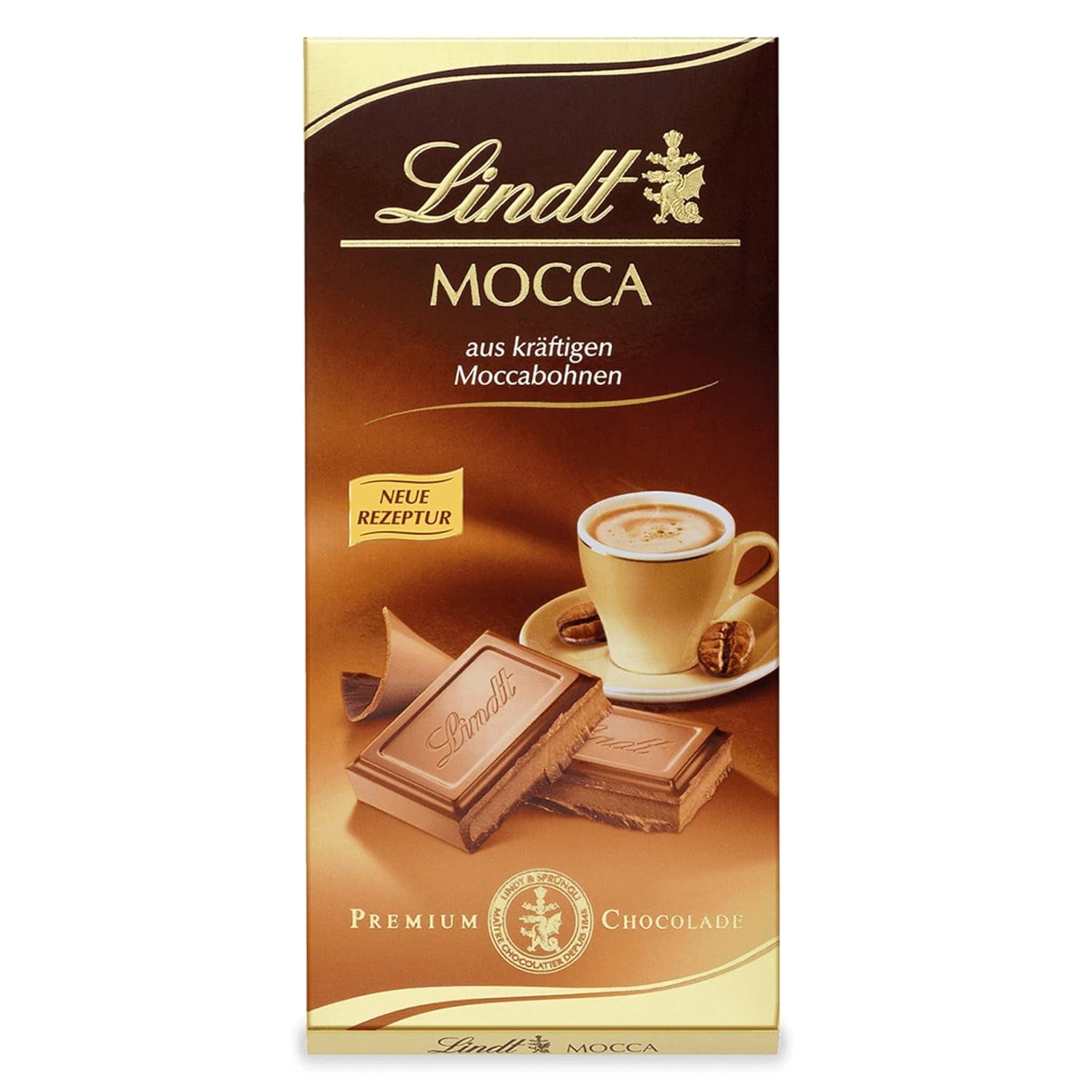 Lindt Mocka Choklad | Tablett 100g | Mjölkchoklad med rika mockabönor | Chokladkaka | Chokladpresent, 100g (förpackning om 6)